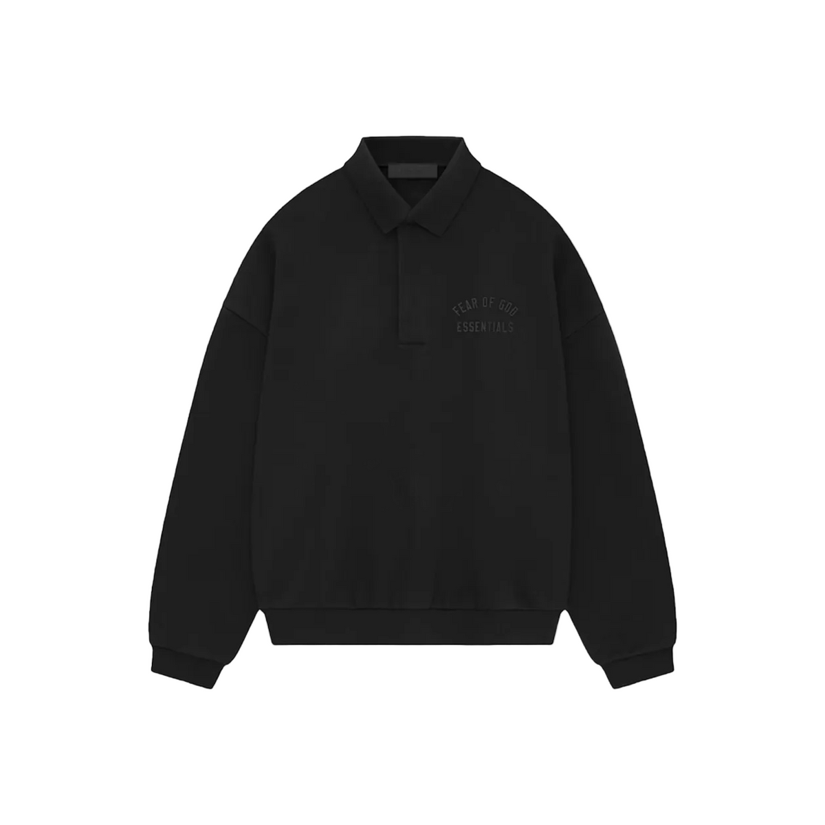 Fear Of God Essentials Fleece L/S Polo 'Jet Black'