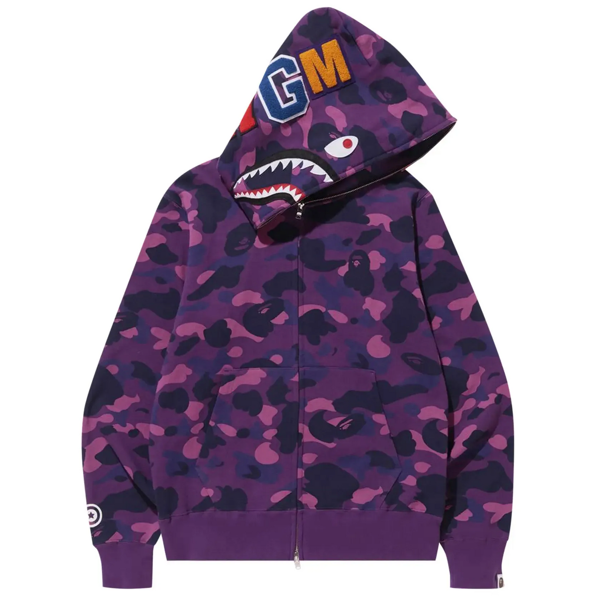 BAPE Color Camo Shark Full Zip Hoodie 'Purple'