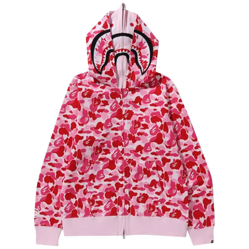 BAPE 1st Camo Shark Full Zip Hoodie 'Pink'