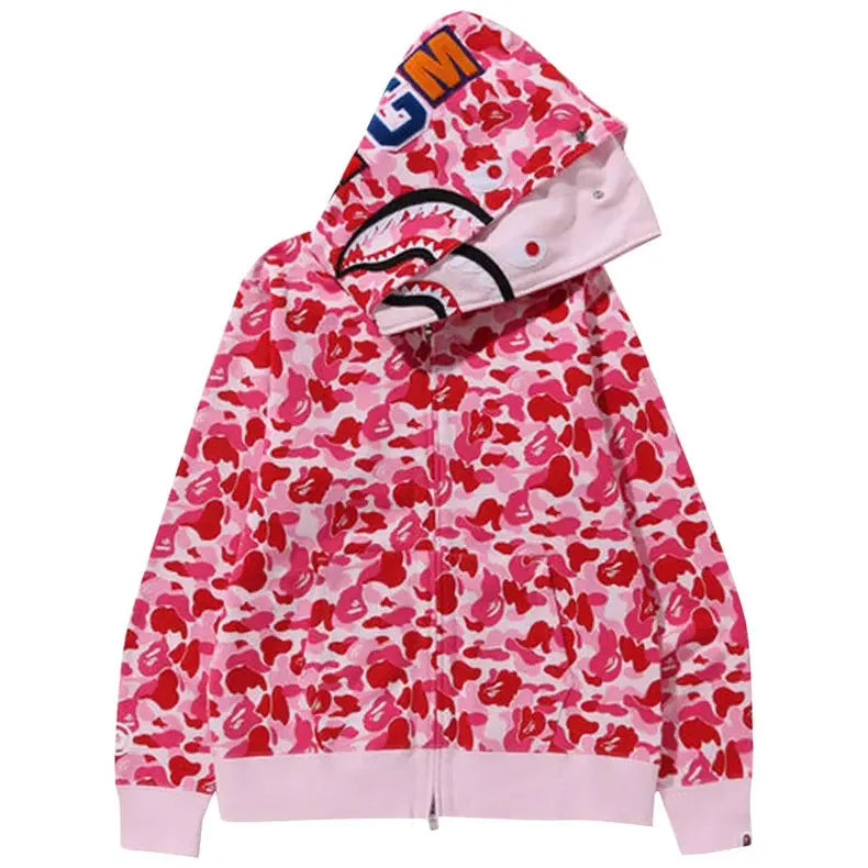 BAPE 1st Camo Shark Full Zip Hoodie 'Pink'