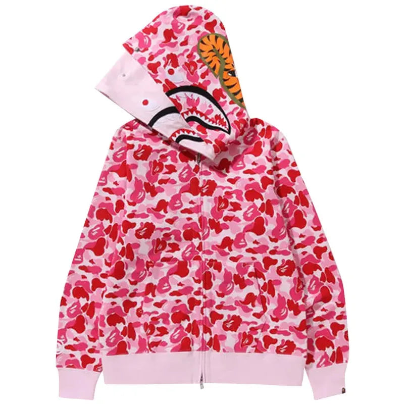 BAPE 1st Camo Shark Full Zip Hoodie 'Pink'