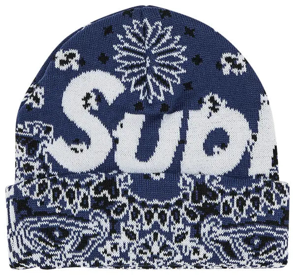Supreme Bandana Big Logo Beanie 'Navy'