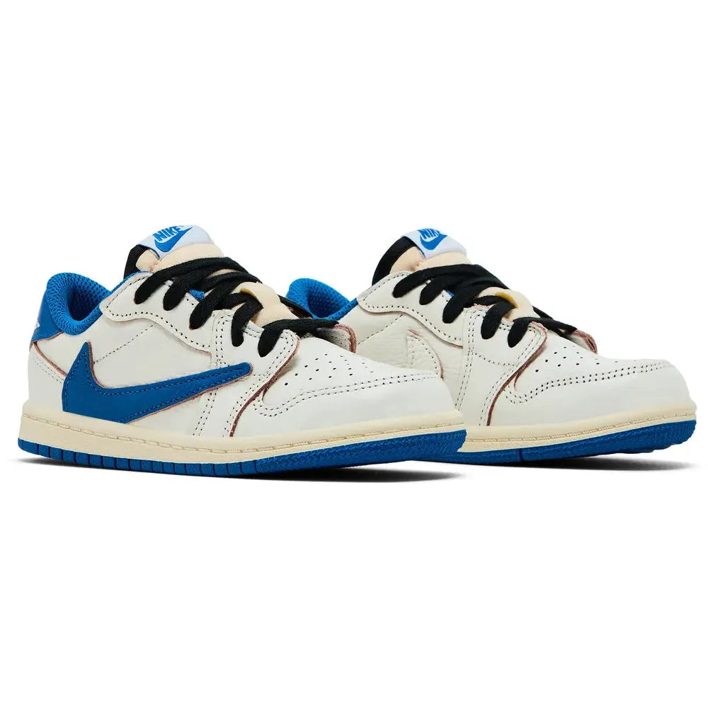 Fragment Design x Travis Scott x Air Jordan 1 Retro Low OG SP TD 'Sail Military Blue'