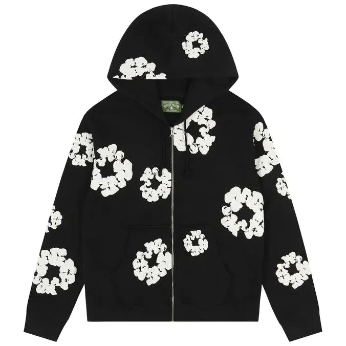 Denim Tears Cotton Wreath Zip Hoodie 'Black'