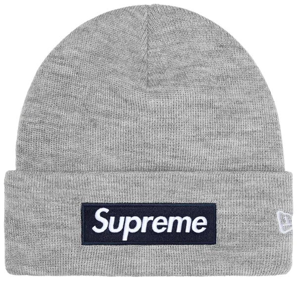 Supreme New Era Box Logo Beanie 'Heather Grey'