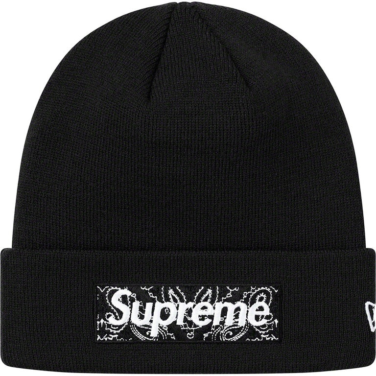 Supreme x New Era Box Logo Beanie 'Black Paisley'
