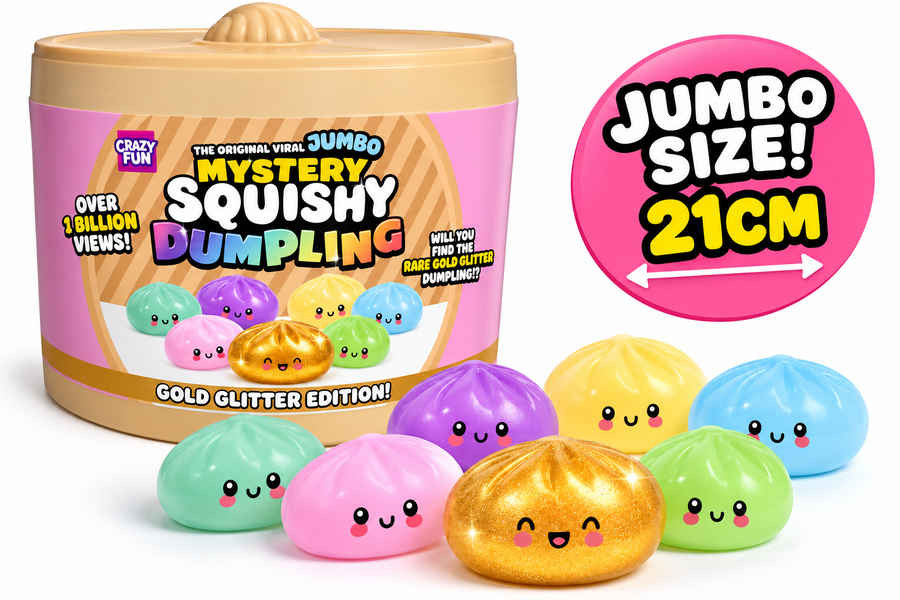 RMS Crazy Fun Jumbo Mystery Squishy Dumpling, Gold Glitter Edition x 1