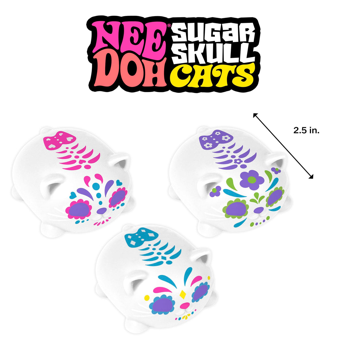 NeeDoh Sugar Skull Cats Stress Ball x 1
