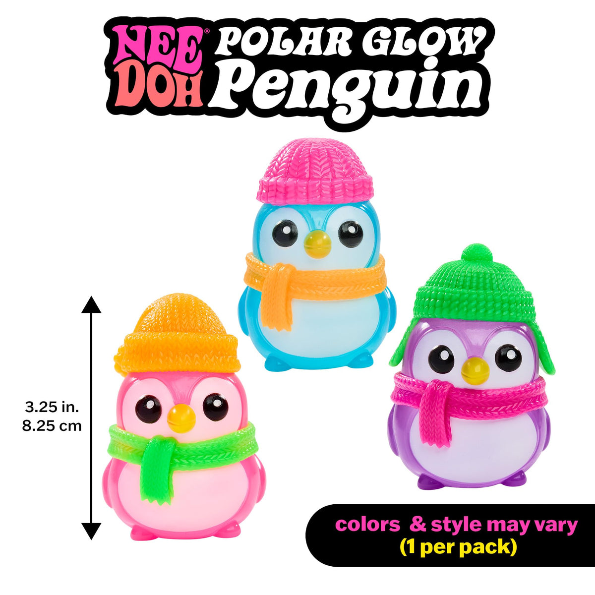 NeeDoh Polar Glow Penguin - Squishy Glow-in-The-Dark X 1