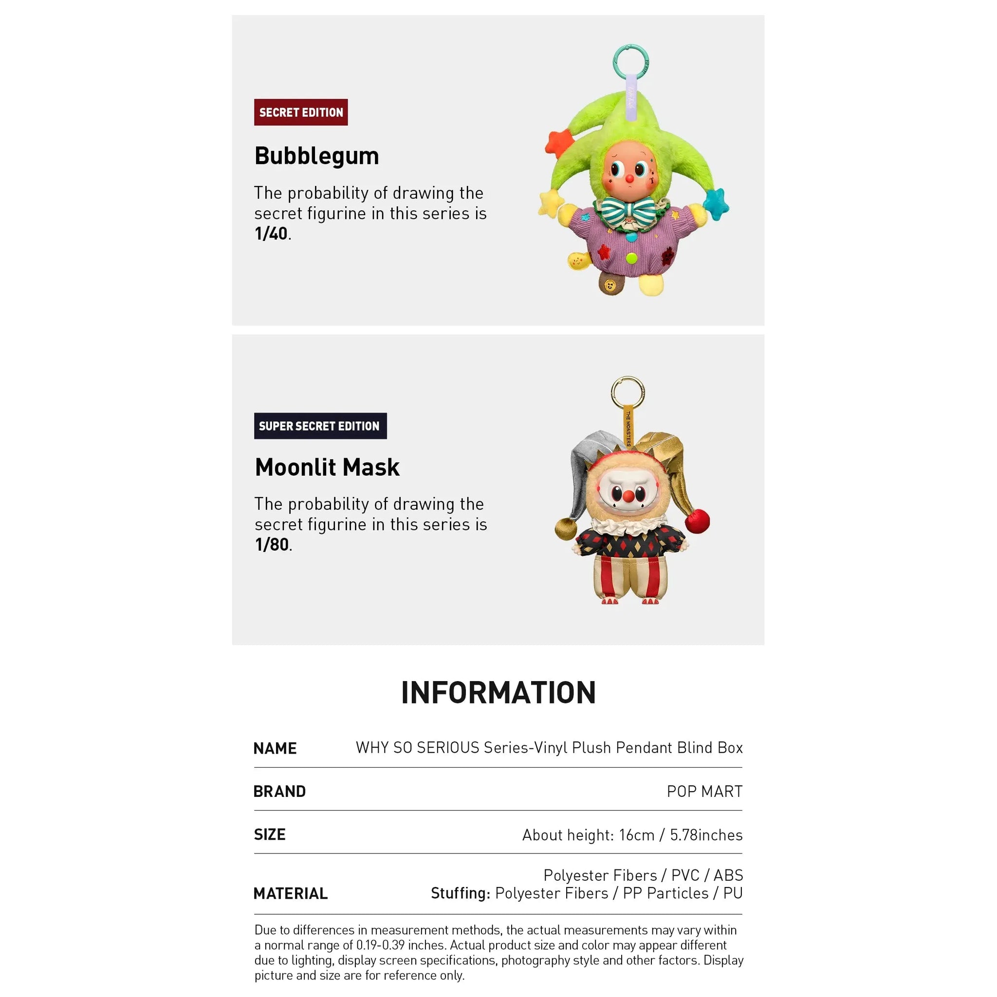 Buy Popmart Why So Serious Vinyl Plush Pendant Blind Box Online Buy Popmart Why So Serious Vinyl Plush Pendant Blind Box Online