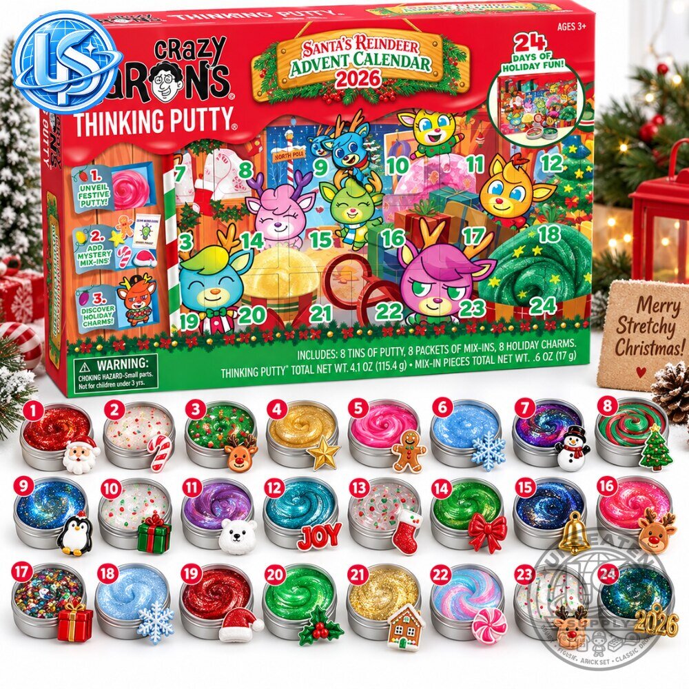 Crazy Aaron’s Thinking Putty Santa’s Reindeer Advent Calendar 2026