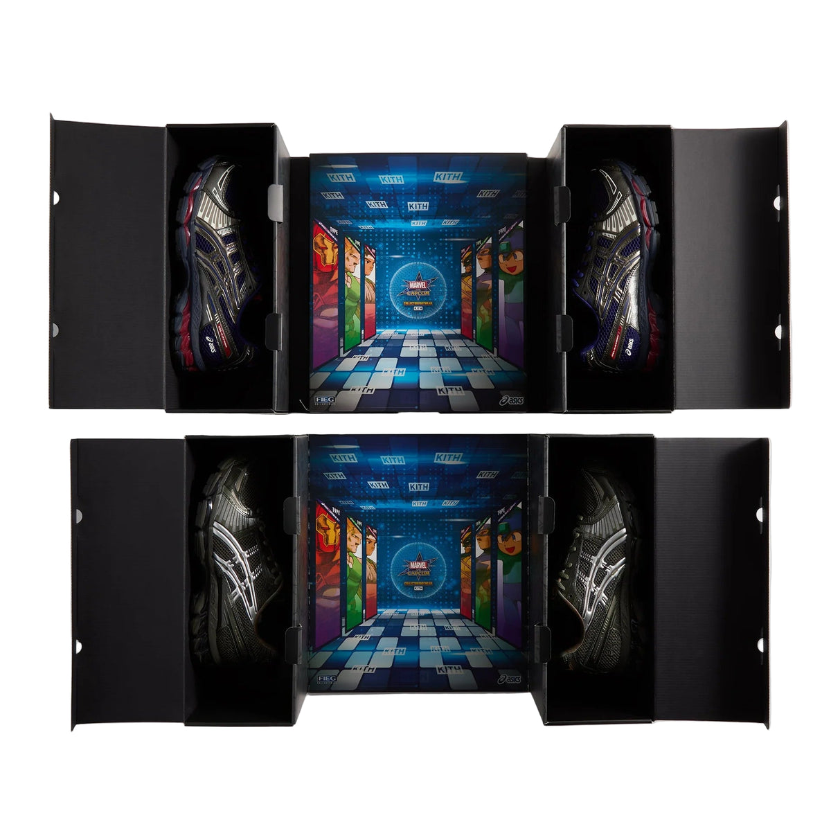 Marvel vs. Capcom | Kith Asics Gel Kayano 12.1 Captain America vs. Guile Double Box