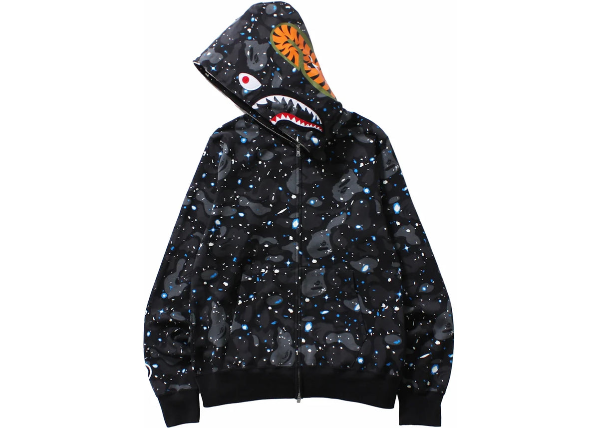 BAPE Space Camo Shark WGM Full-Zip Hoodie 'Black'