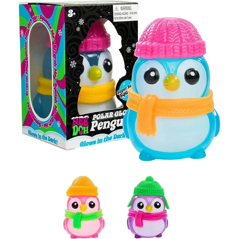 NeeDoh Polar Glow Penguin - Squishy Glow-in-The-Dark X 1