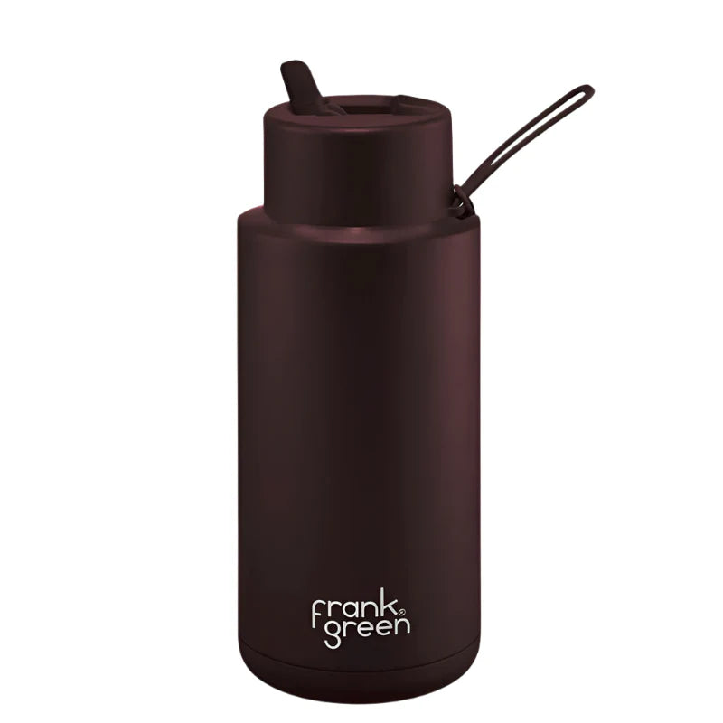Frank Green Ceramic Reusable 1L Bottle + Lip Gloss Holder Set 'Chocolate'