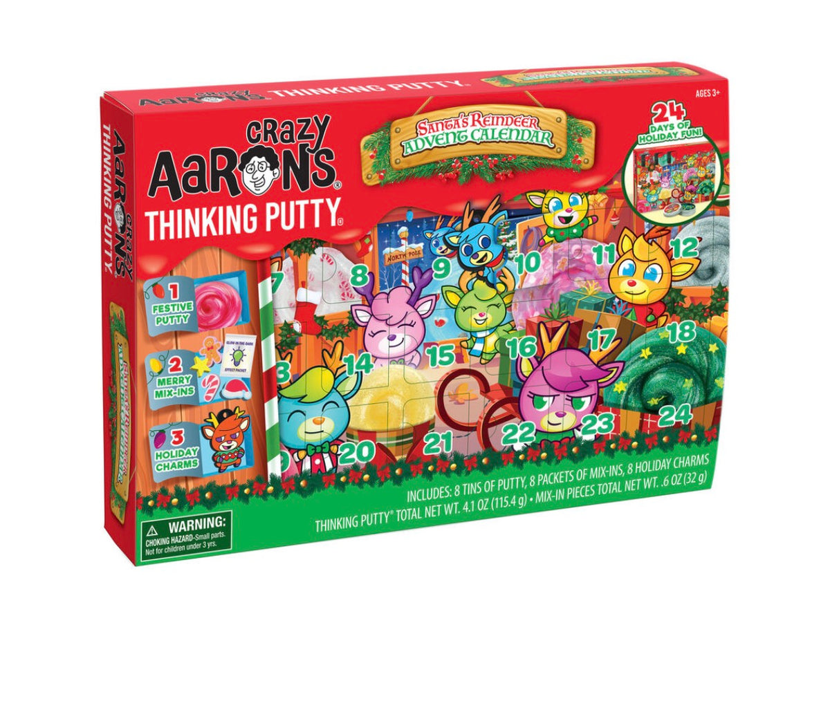 Crazy Aaron’s Thinking Putty Santa’s Reindeer Advent Calendar 2026