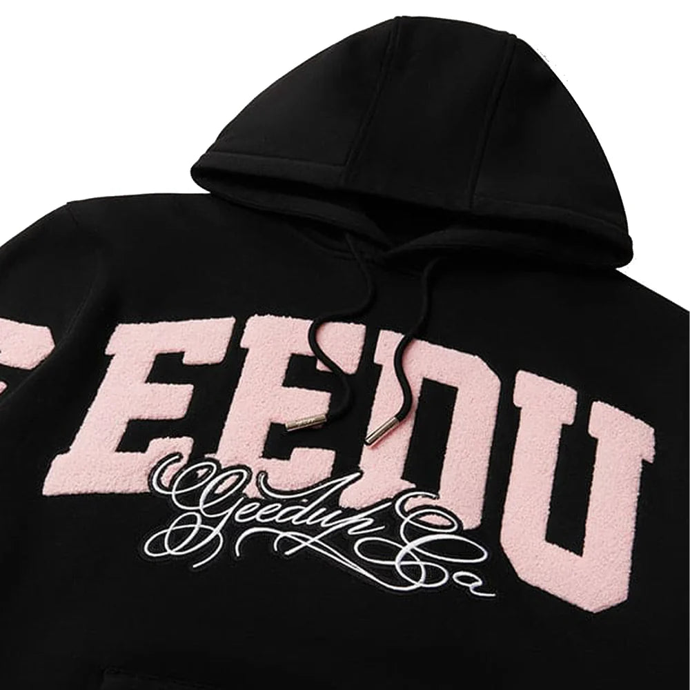 Geedup Co Team Logo Script Hoodie 'Black/Dusty Pink'