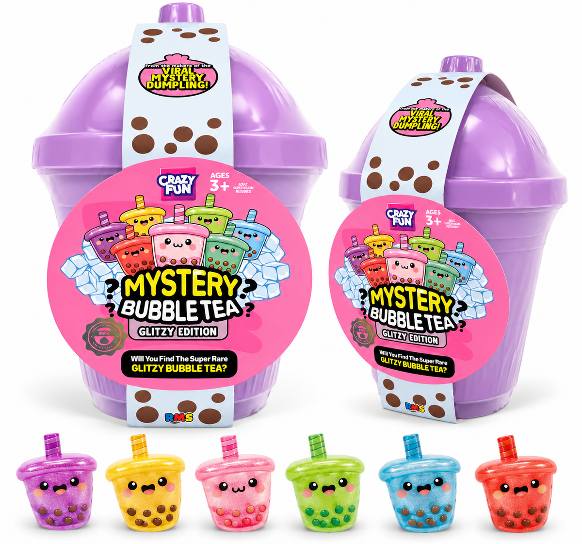 RMS Crazy Fun Mystery Dumpling Bubble Tea Glitzy Edition BLIND BOX VIRAL BOBA x 1