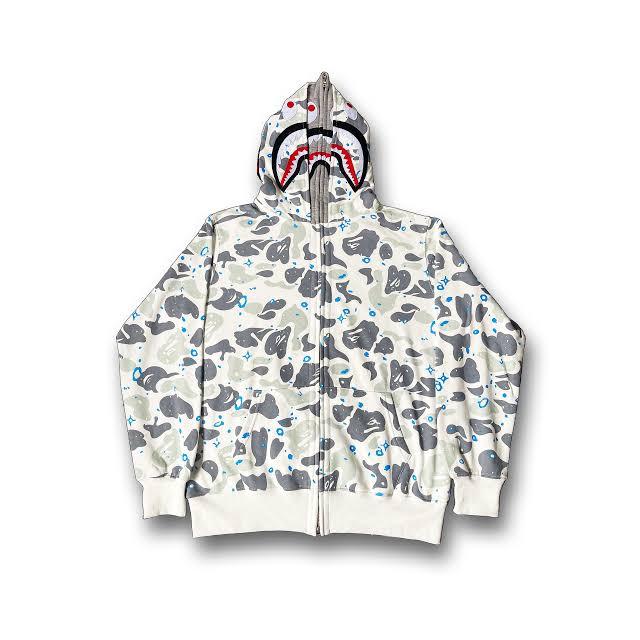 BAPE Space Camo Shark Full-Zip Hoodie 'White'