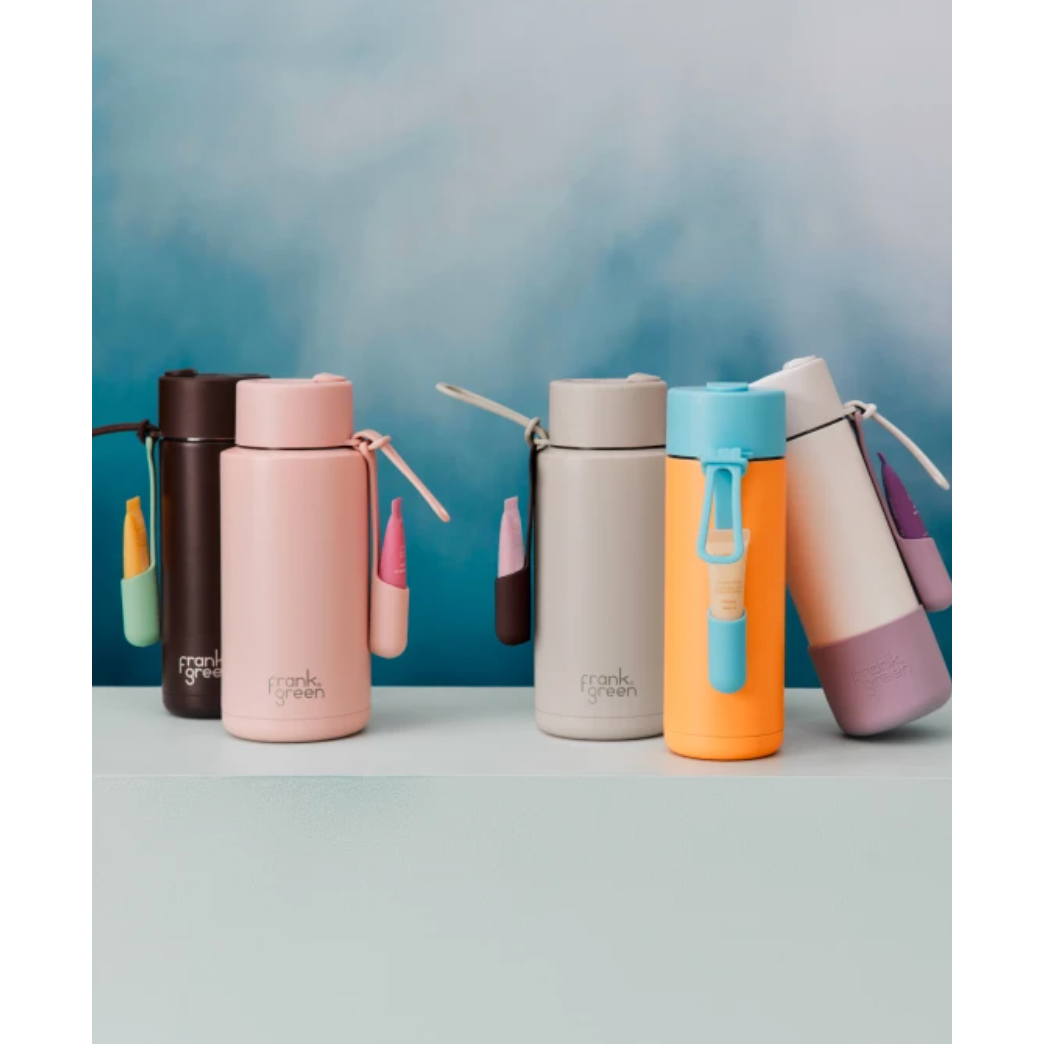 Frank Green Ceramic Reusable 1L Bottle + Lip Gloss Holder Set 'Chocolate'