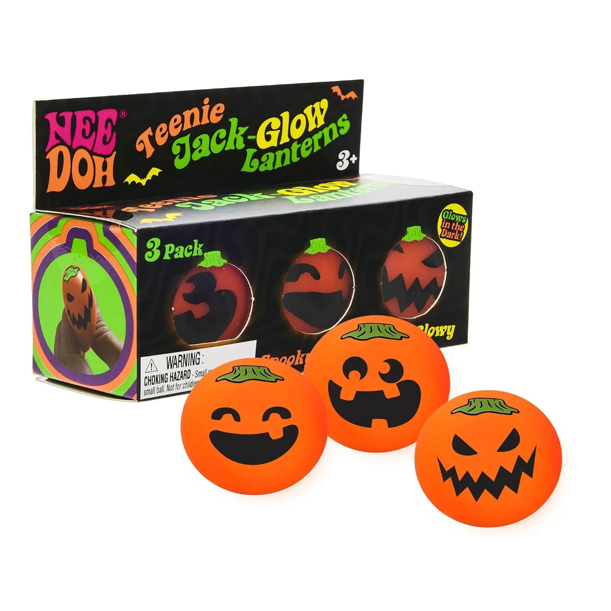 NeeDoh Teenie Jack-Glow Lanterns - 3pcs Halloween Fidget