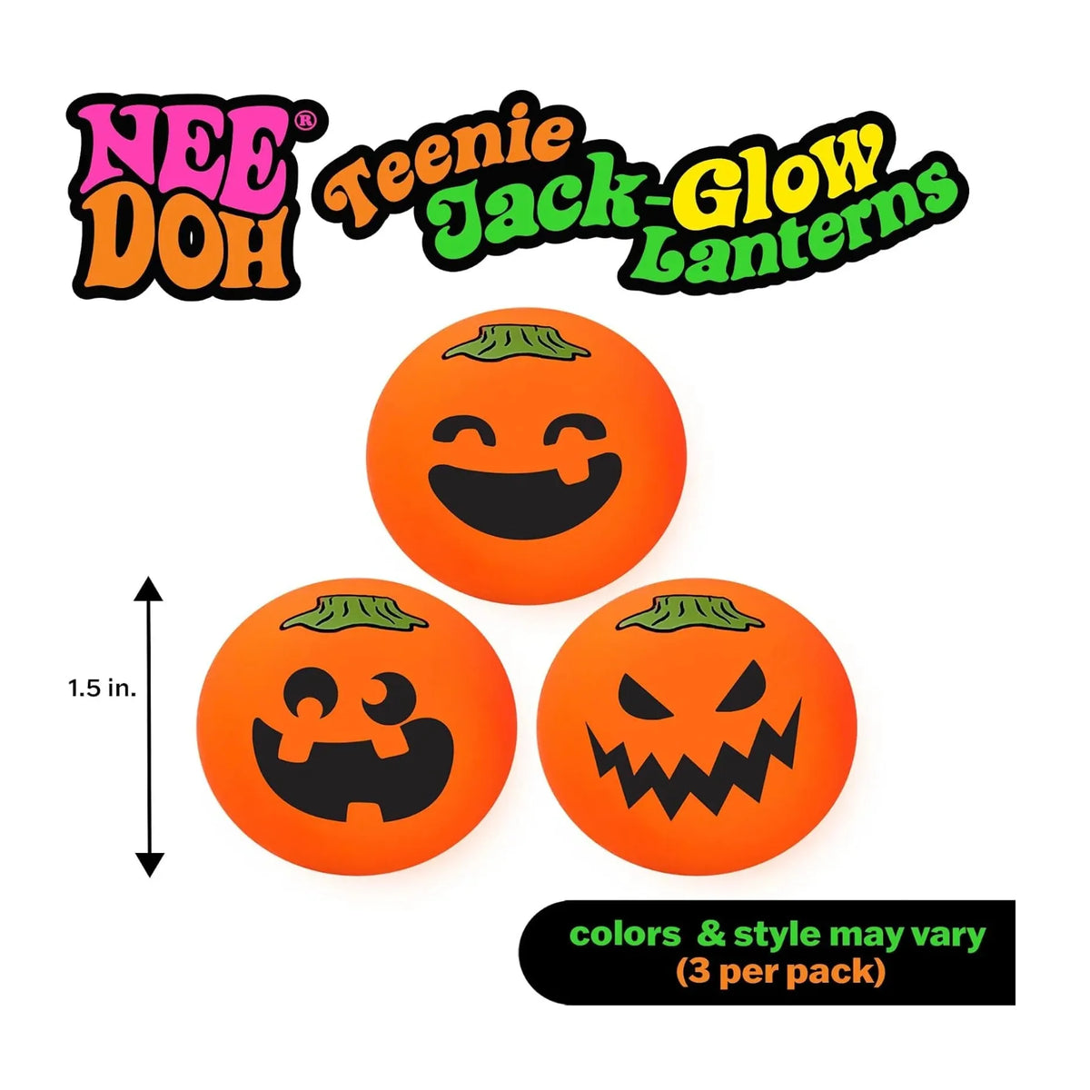 NeeDoh Teenie Jack-Glow Lanterns - 3pcs Halloween Fidget