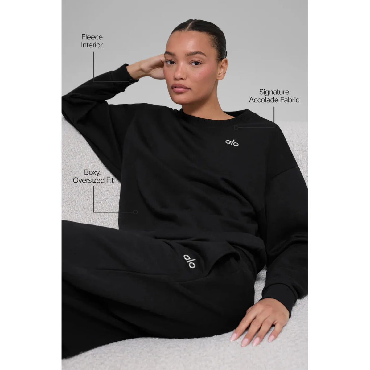 Alo Accolade Crew Neck Pullover 'Black' Unisex