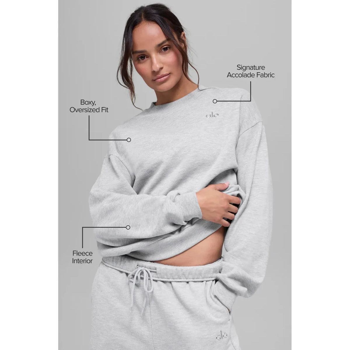 Alo Accolade Crew Neck Pullover 'Athletic Heather Grey'
