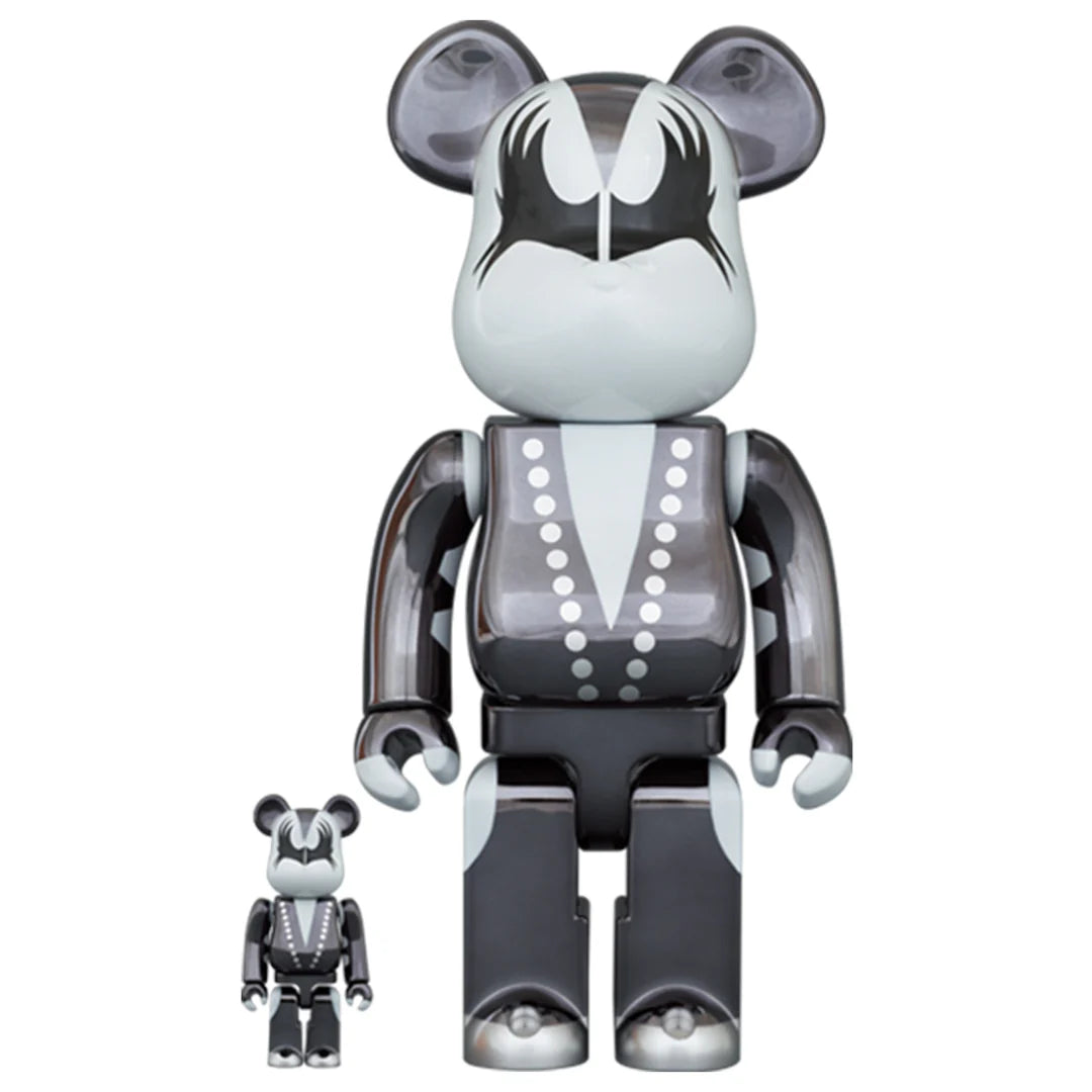 Bearbrick 100% & 400% Set KISS The Demon Chrome Version