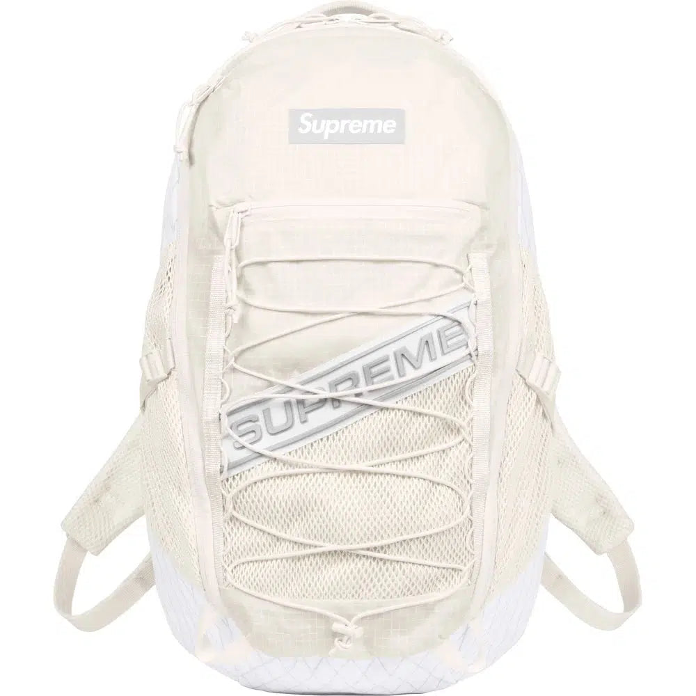 Supreme Logo Backpack (White) | Waves Never Die | Supreme | Bag