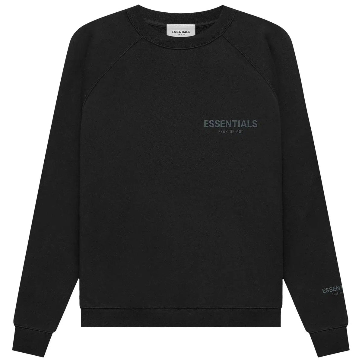 Fear of God Essentials Pullover Crewneck Core &#39;Black&#39; | Waves Never Die | Essentials | Clothing