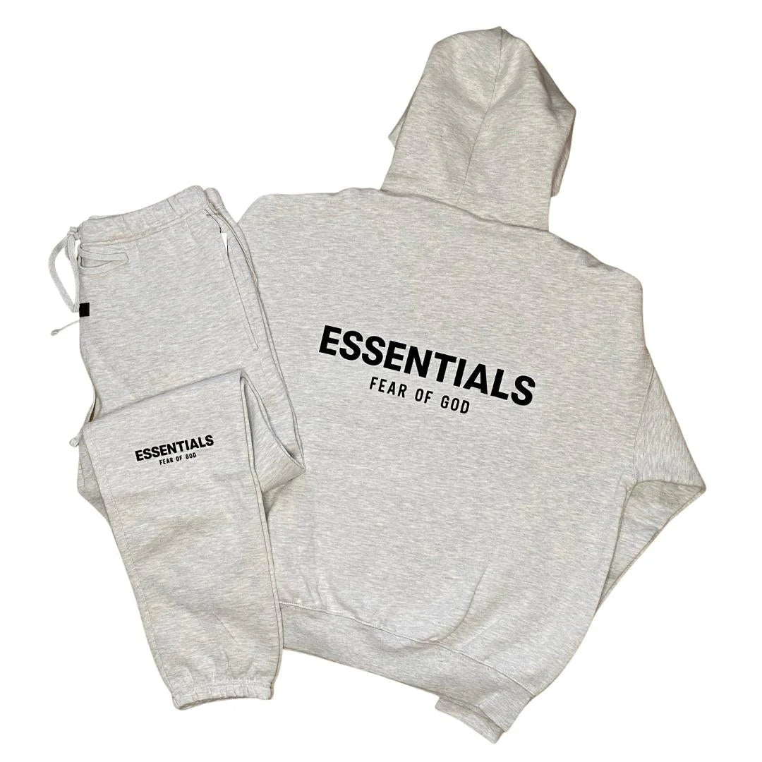 FEAR OF GOD ESSENTIALS LIGHT HEATHER OATMEAL TRACKSUIT (SS22)
