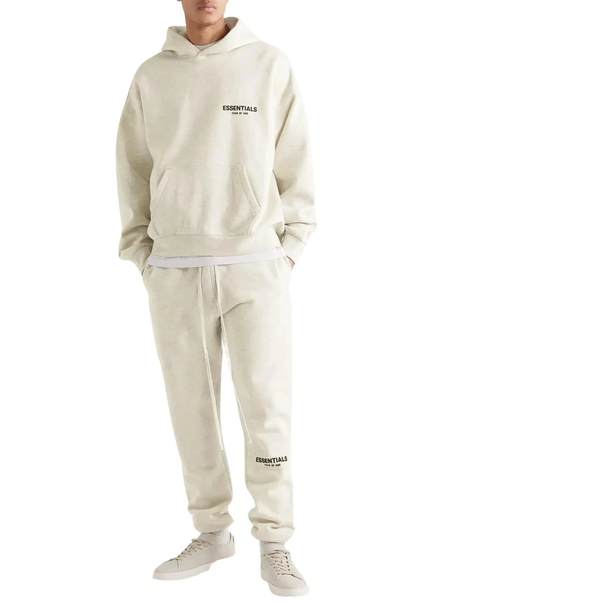 FEAR OF GOD ESSENTIALS LIGHT HEATHER OATMEAL TRACKSUIT (SS22)