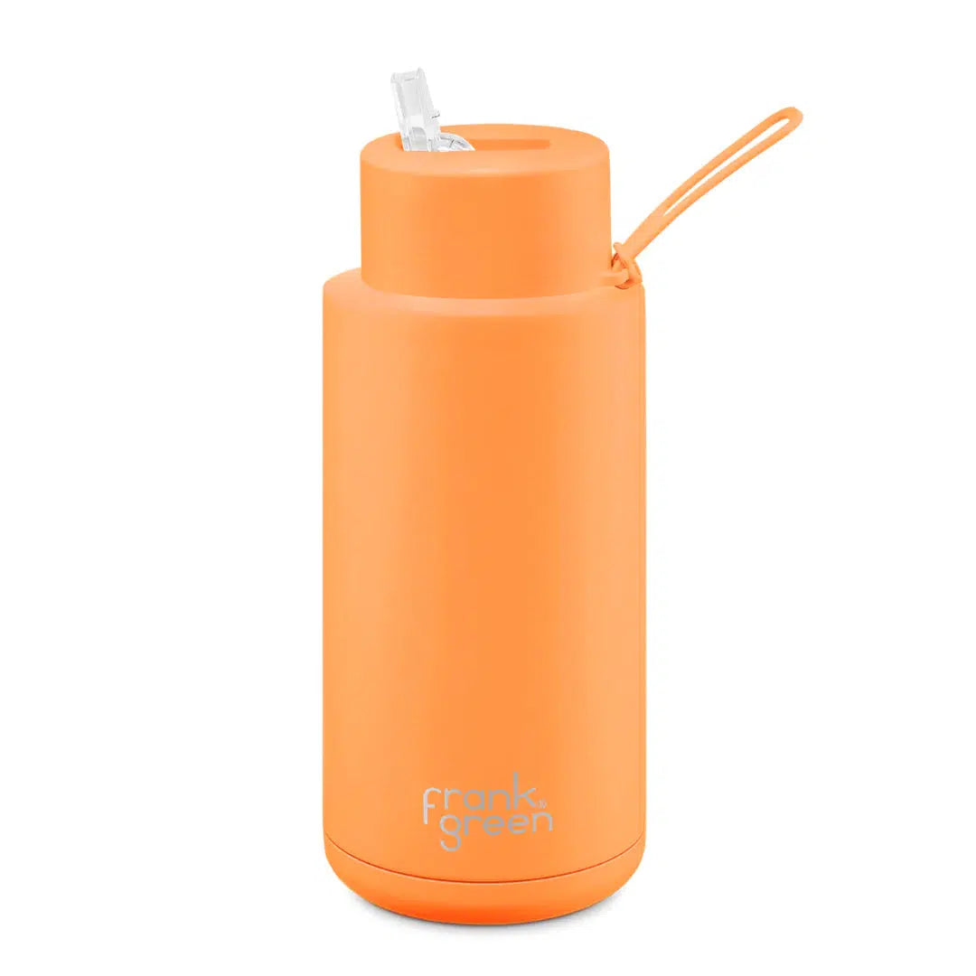 Frank Green Ceramic Reusable Bottle 1L 'Neon Orange' | Waves Never Die | Frank Green | Accessories