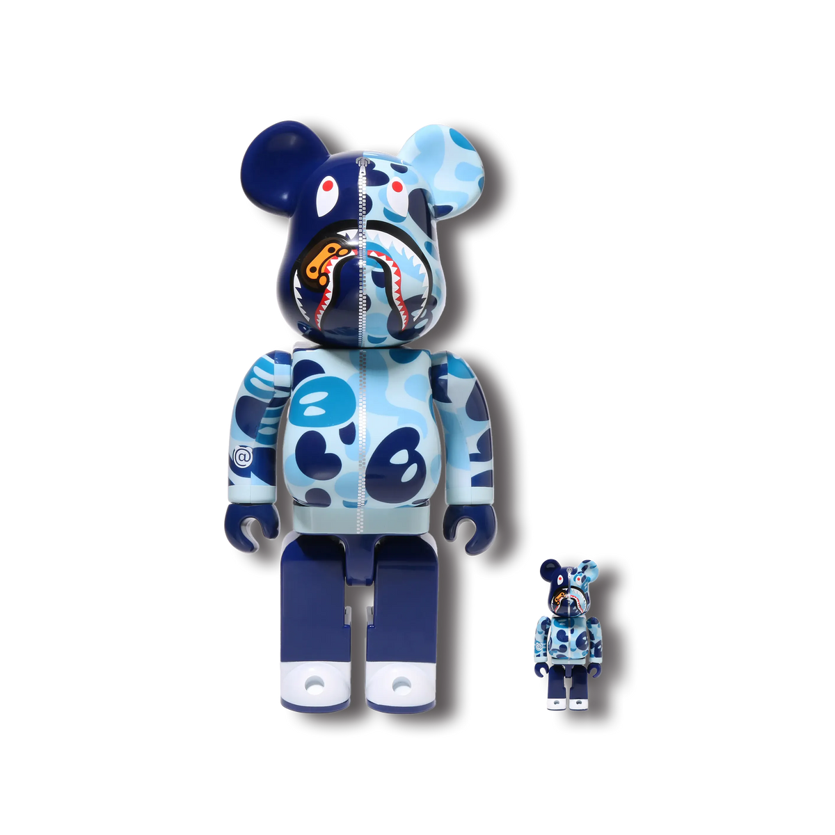 MEDICOM BE@RBRICK x Bape Baby MILO® Camo Shark 'Blue' 400% + 100% Figures