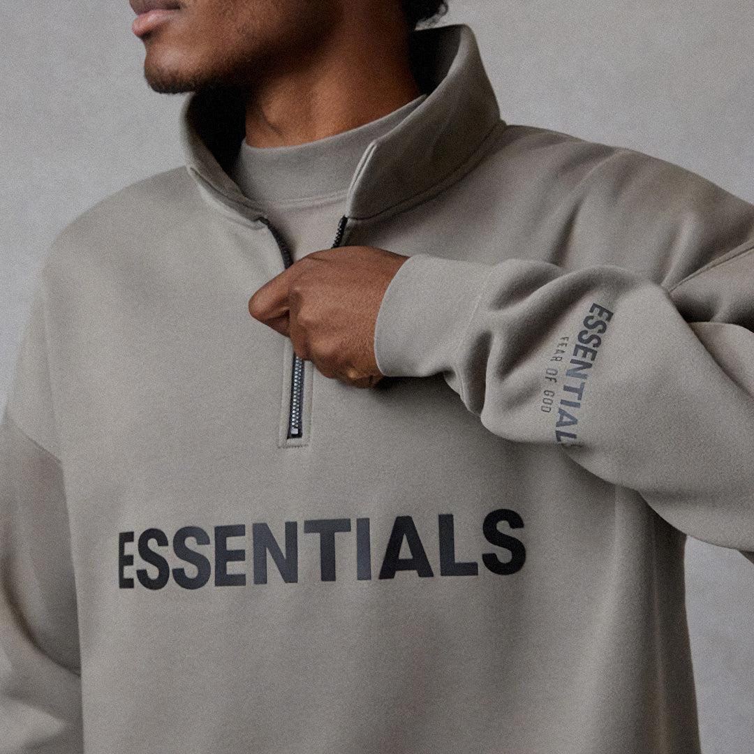 Fear of God Essentials Half Zip Pullover Sweater Cement | Waves Never Die | Fear of God | Hoodie
