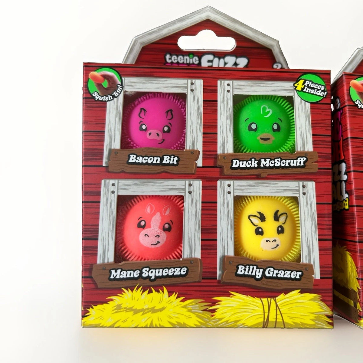 Nee Doh Teenie Fuzz Ball Farmyard Squeeze Toys 4-Pack Multicolor