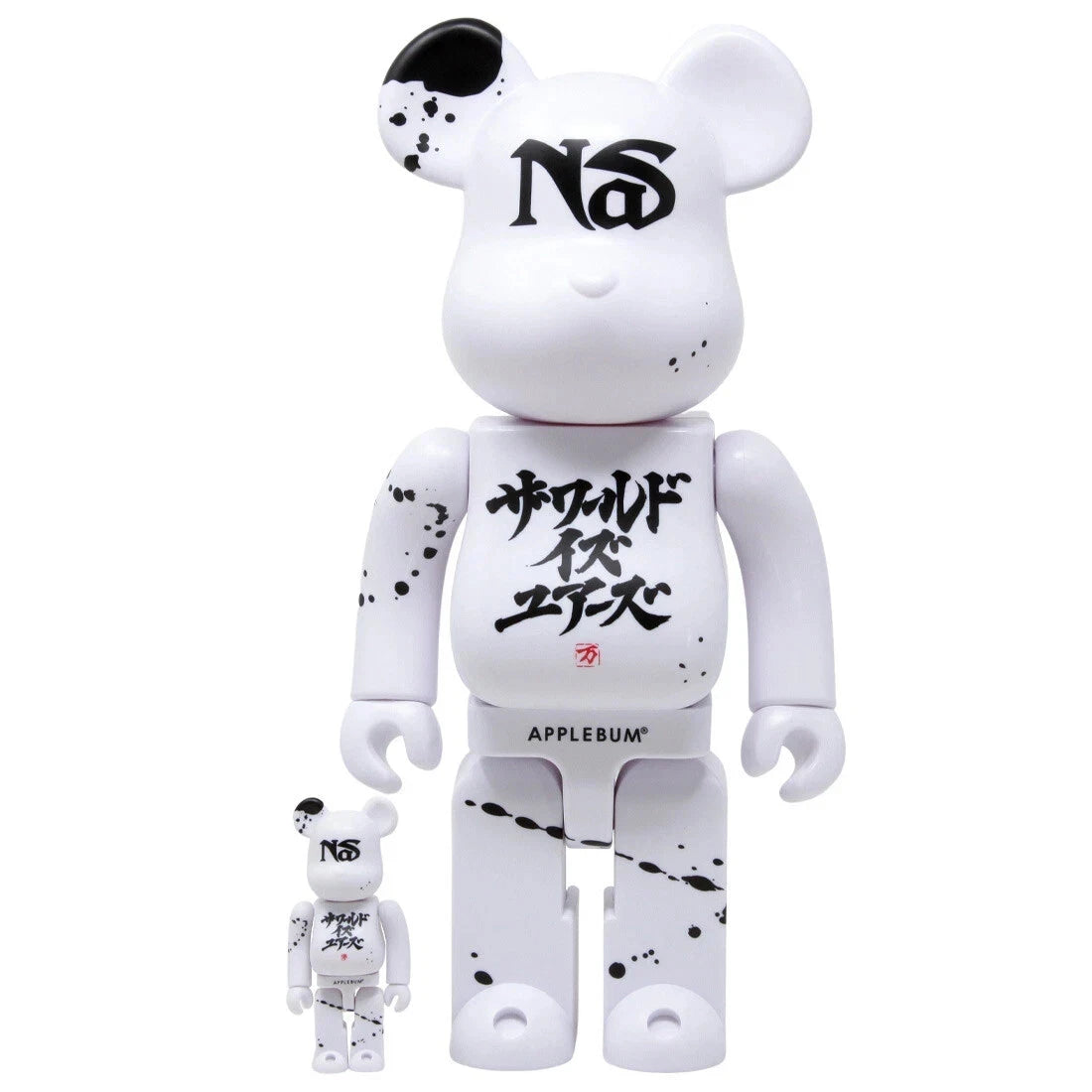 MEDICOM BE@RBRICK x Nas x APPLEBUM White 400% + 100% Figures