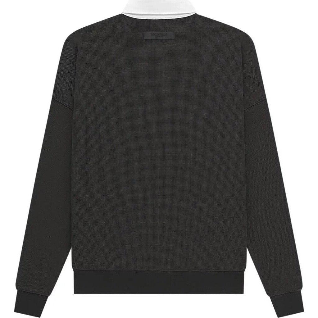Fear of God Essentials Waffle Henley Rugby &#39;Off Black&#39; | Waves Never Die | Fear Of God | CLOTHING