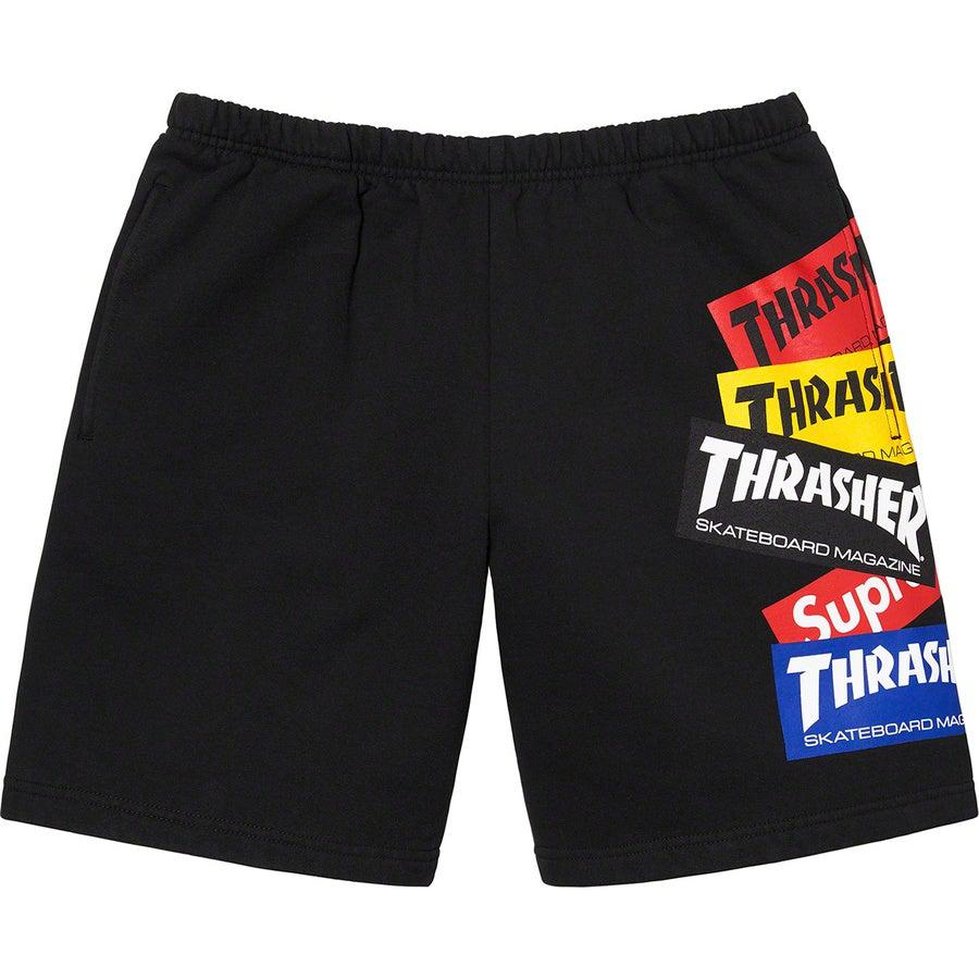 Supreme®/Thrasher® Multi Logo Sweatshort (Black) | Waves Never Die | Supreme | Shorts
