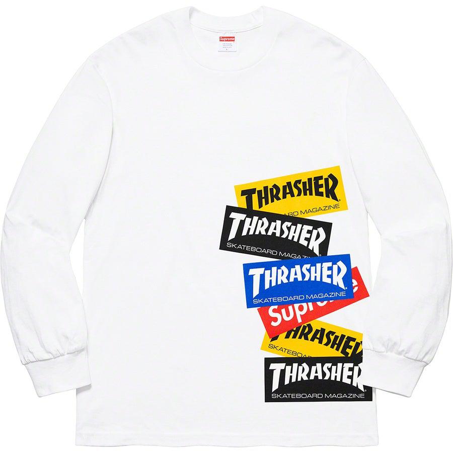 Supreme®/Thrasher® Multi Logo L/S Tee (White) | Waves Never Die | Supreme | T-Shirt