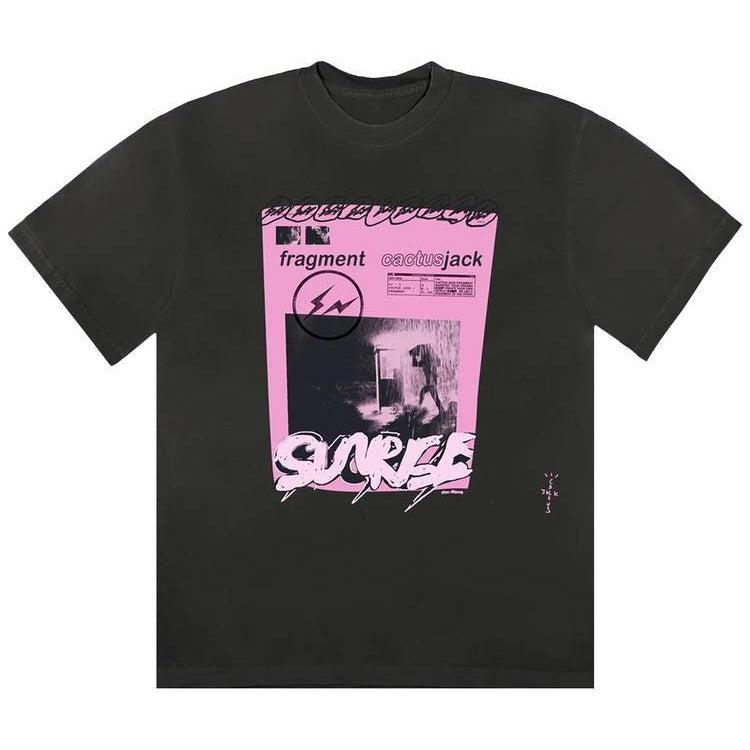 Travis Scott Cactus Jack For Fragment Pink Sunrise T-shirt Washed Black | Waves Never Die | Travis Scott | T-Shirt